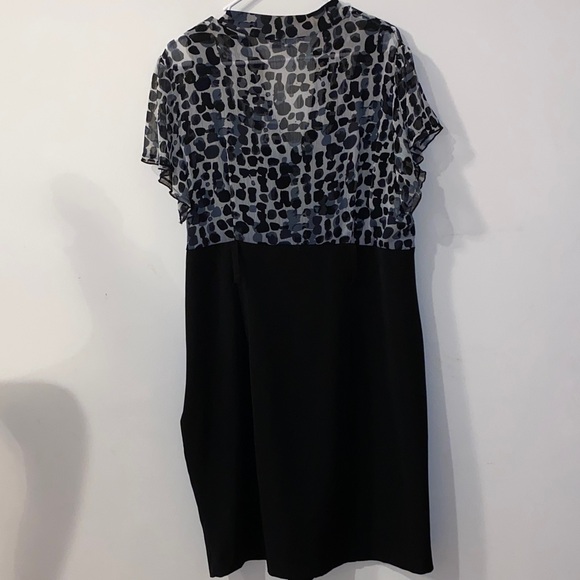 Olivia Matthews Black Gray Patterned Midi Dress Size 18W - Picture 8 of 12